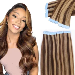 Mini Tape-In Human Hair Extensions (Straight, Non-Remy, 10pcs)