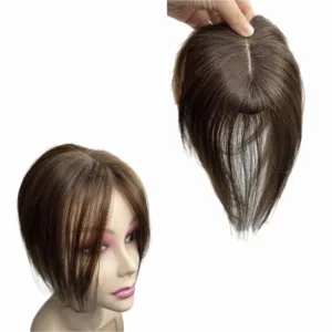 10-inch Human Hair Topper with Bangs (Middle Part, Non-Remy)