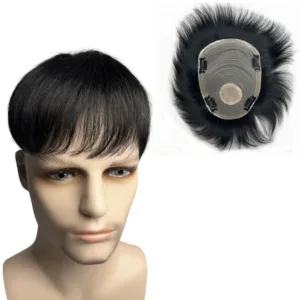 Men's Human Hair Toupee with Clips (Short)