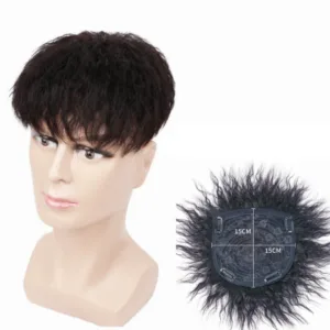 15x15cm Men's Curly Hair Toupee (Clip-In)