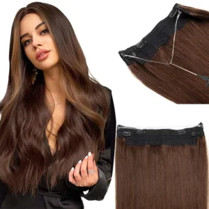 #4 Dark Brown Fish Line Clip-In Extensions (4 Clips, 12-24inch)