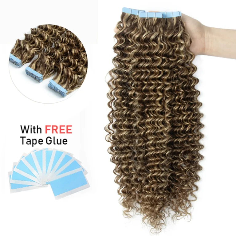 P4-27 Deep Wave Tape-In Extensions (14-24inch, 20pcs, Remy)