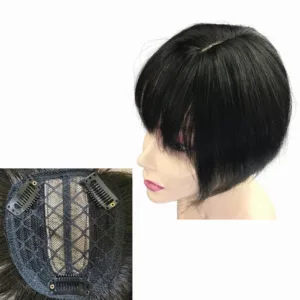 8-inch Human Hair Topper with Bangs (Straight, Remy)