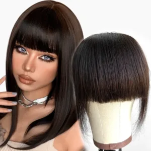 MRSHAIR Clip-In Human Hair Bangs (Blunt, Non-Remy)