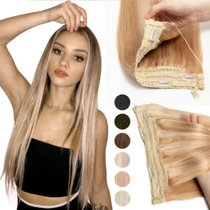 Invisible Wire Line Clip-In Human Hair Extensions (12-24inch)
