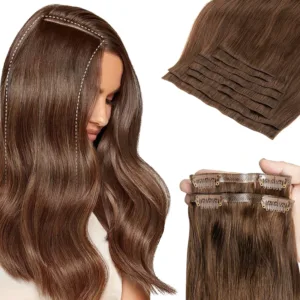 Invisible Clip-In Human Hair Extensions (Injected PU Weft, 7pcs)