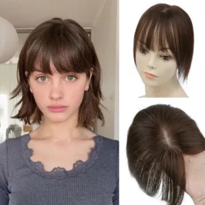 Human Hair Topper with 360° Bangs (20-35cm)