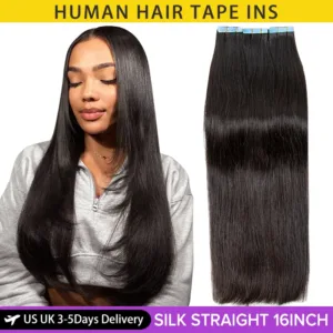 MRSHAIR Tape-In Human Hair Extensions (Straight, 12-24inch, 20pcs, Remy)