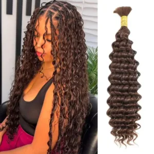 #4 Deep Wave Bulk Braiding Human Hair (30inch, 50g, Remy)