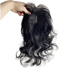 Clip-In Body Wavy Human Hair Topper (#1B, Remy)